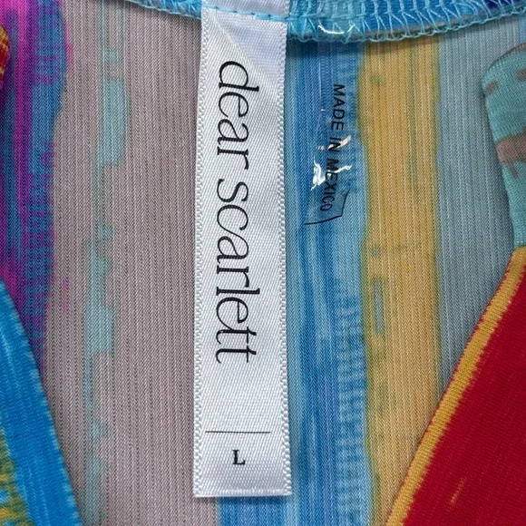 Dear Scarlett Women Striped V Neck Tunic Top Size Large Chic Bohemian Resort - Picture 6 of 6